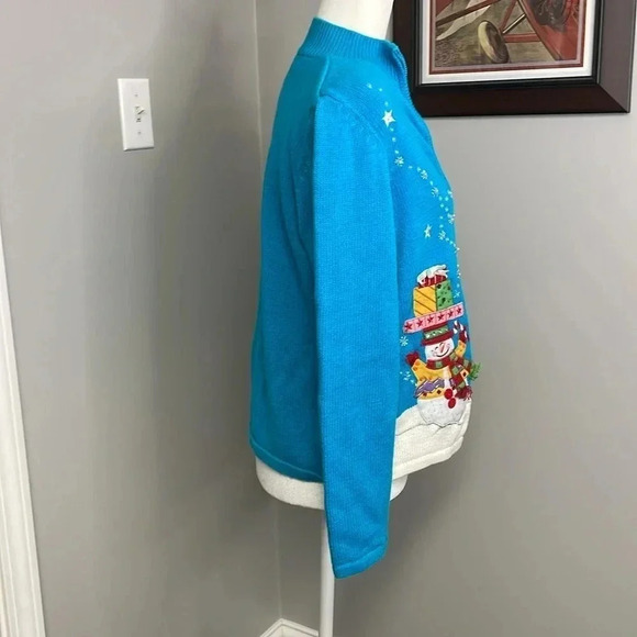 Vintage Heirloom Collectibles Snowman Cardigan Ugly Sweater Christmas Winter - Picture 2 of 4